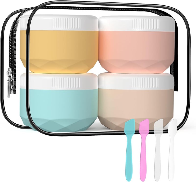 WLEAD Travel Containers for Toiletries, 4-Pack TSA Approved Silicone Jars (1oz) - BPA Free Leakproof Cosmetic Containers for Creams, Lotion, Skincare & Makeup with Bonus Waterproof Bag - Image 1